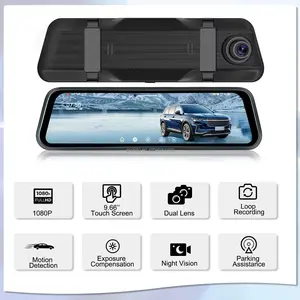 Podofo Mirror Dash Cam Dual IPS Touch Screen 1080P Camera with Reverse Assist Loop Recording G-Sensor & Parking Assistance