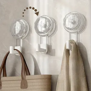 Modern Suction Cup Hooks Set of 2, No-Drill Adhesive Hooks for Kitchen Towels, Clothes, Keys, Wall Mounted Hook for Bathroom, Bedroom, Living Room