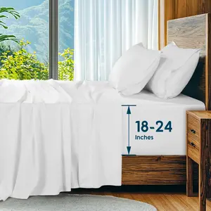 Egyptian  Sheets Set, Extra Deep Pocket up to 18"-24",1000 High Thread Count, Soft & Breathable 5- Hotel Sateen Bed Sheets - 4 count (White,)