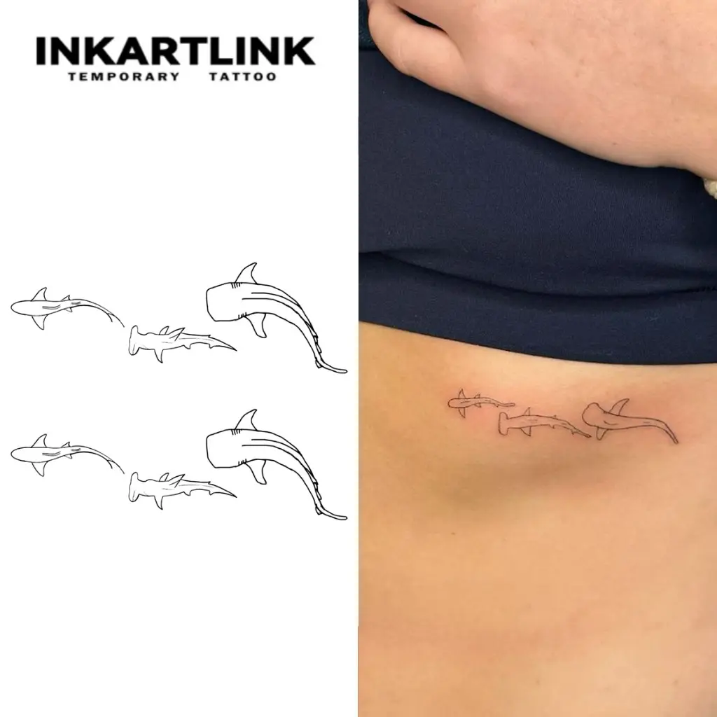 INKARTLINK Patch Temporary Tattoo Stickers - 2 Sheets, Long-Lasting Waterproof Whale Minimalist Art, Suitable for All Skin Types, Ideal for Music Festivals, Fake Body Accessory, Patch Temporary Tattoos