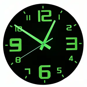 Silent Luminous Vinyl Wall Clock, Non-Ticking Movement, Dial & Numbers, Battery Operated, Living Room Bedroom Kitchen Decor, Home Decor