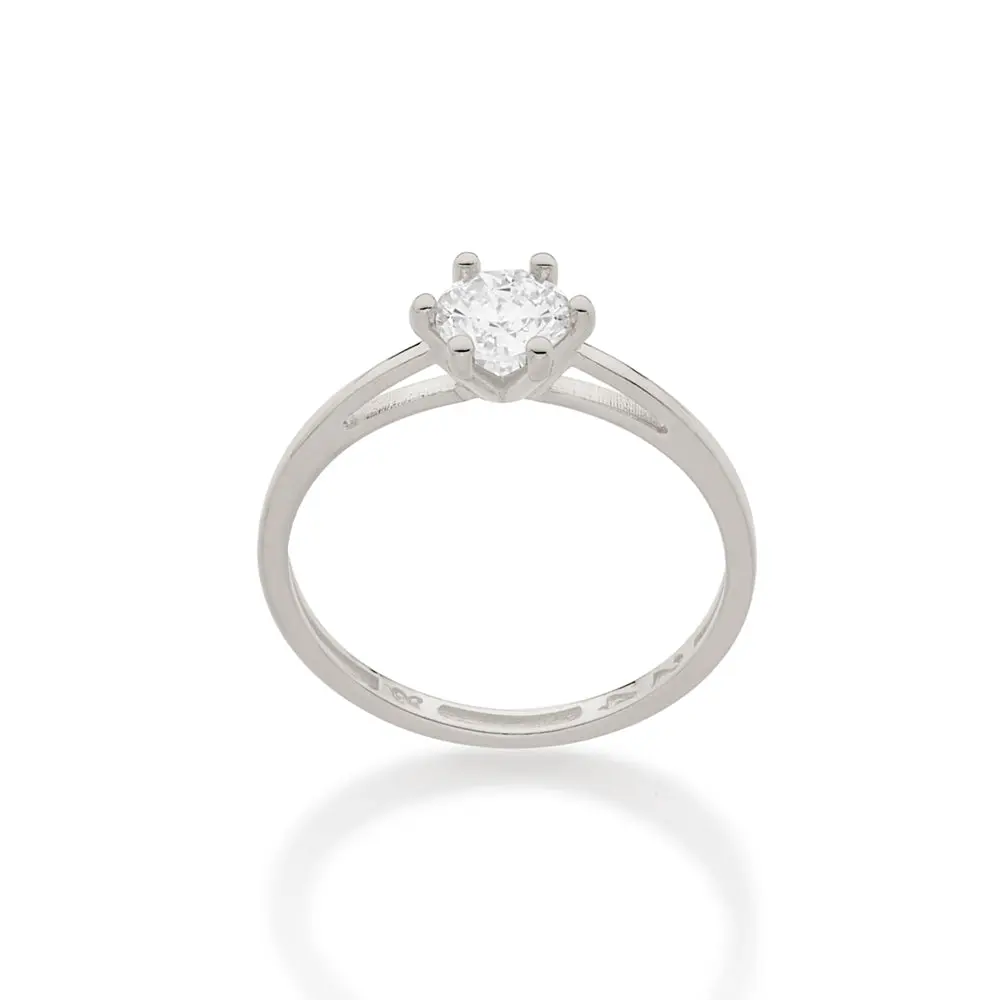 RHODIUM SIMPLE SOLITAIRE RING