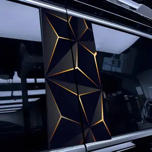 2 sci-fi themed B-pillar stickers, durable PVC, semi matte, customized car model, waterproof, geometric honeycomb pattern, Car Decal, Decal For Cars