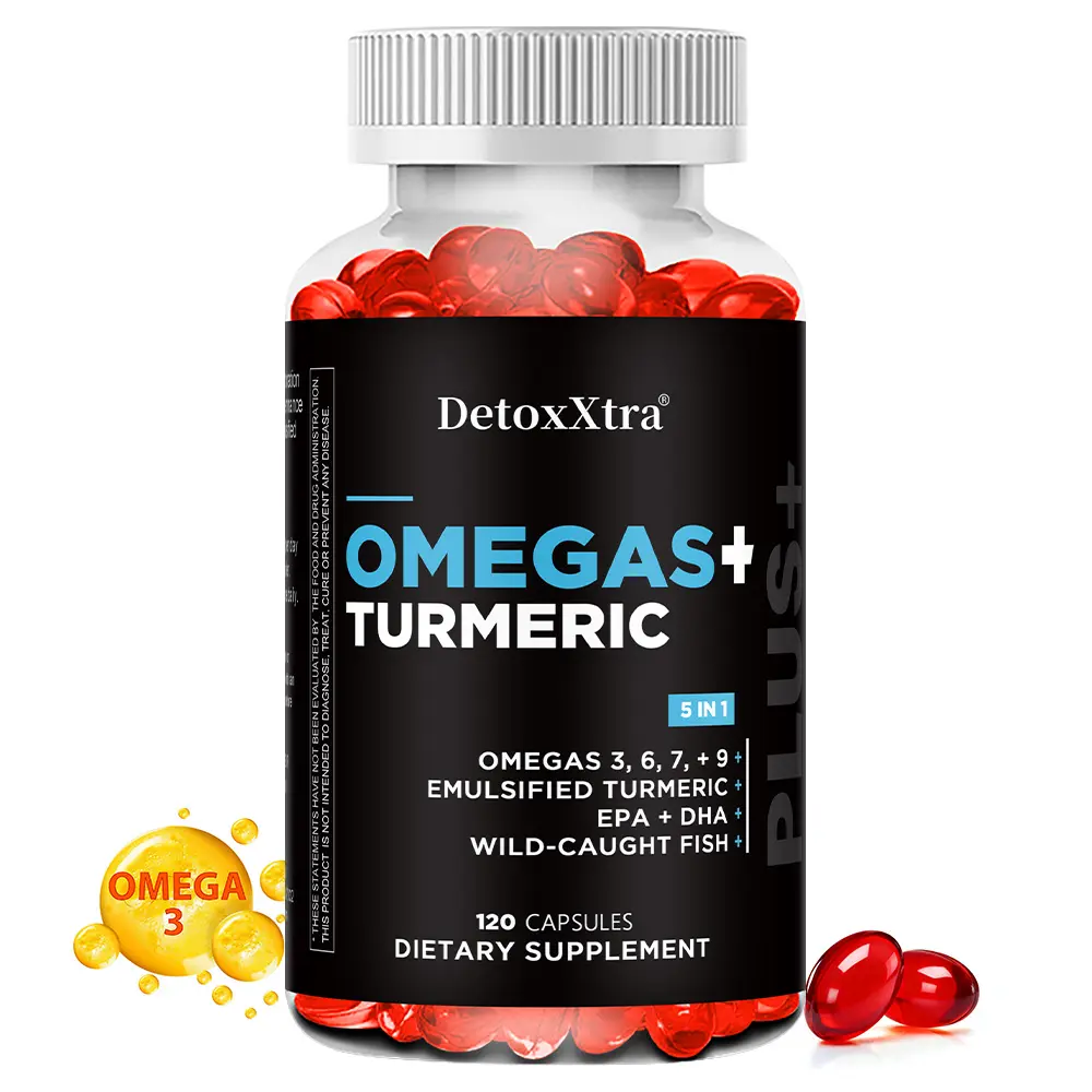 Omega + Turmeric Dietary Supplement - Supports Heart, Joint Health - 120 Capsules
