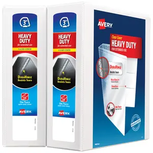 Avery Heavy-Duty View Binders, 3" Slant Rings, 2 White Binders
