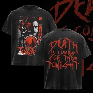The Crow Death Is Coming Vintage T-Shirt – Gothic Horror Movie Graphic Tee, Washed Cotton Streetwear Crewneck