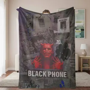Horror Movie Flannel Blanket，The Black Phone Vintage Poster Print，Soft，Warm，Durable，Lightweight Features，Use for Home Decor，Living Room，Bedroom，Halloween，Thanksgiving，Christmas Gift. tiktokshopspringglowup