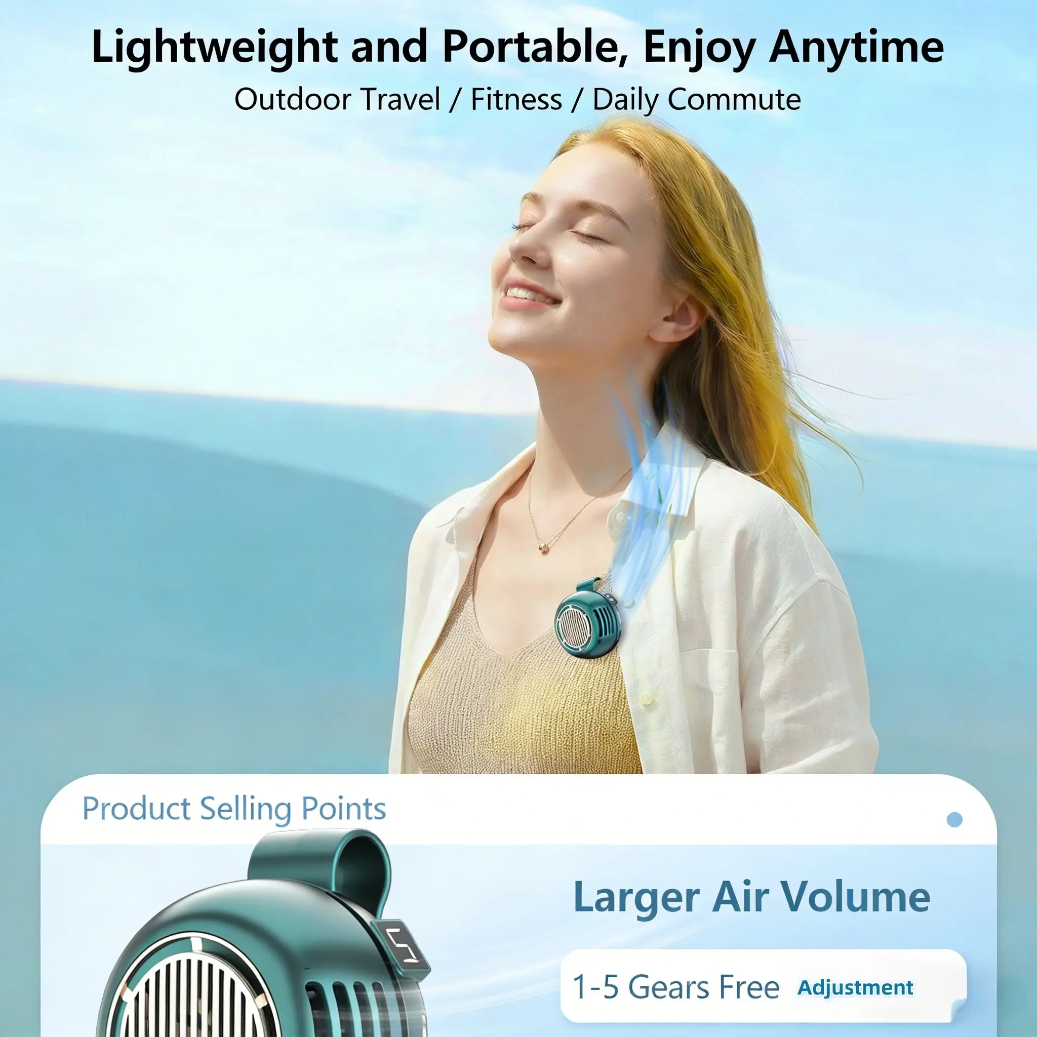 360 Degree Rotating Fan, Five-Speed Adjustable, Lightweight and Compact, Portable, Quick Cooling, Ideal for Home and Office Use