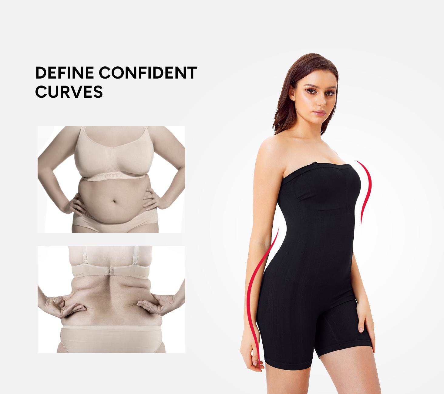 Nebility Women's Solid Seamless Black body shapewear, Minimalist Basic Comfort faja suit Compression Womenswear Shaper Clothes Corset Adjustable Waist Cincher