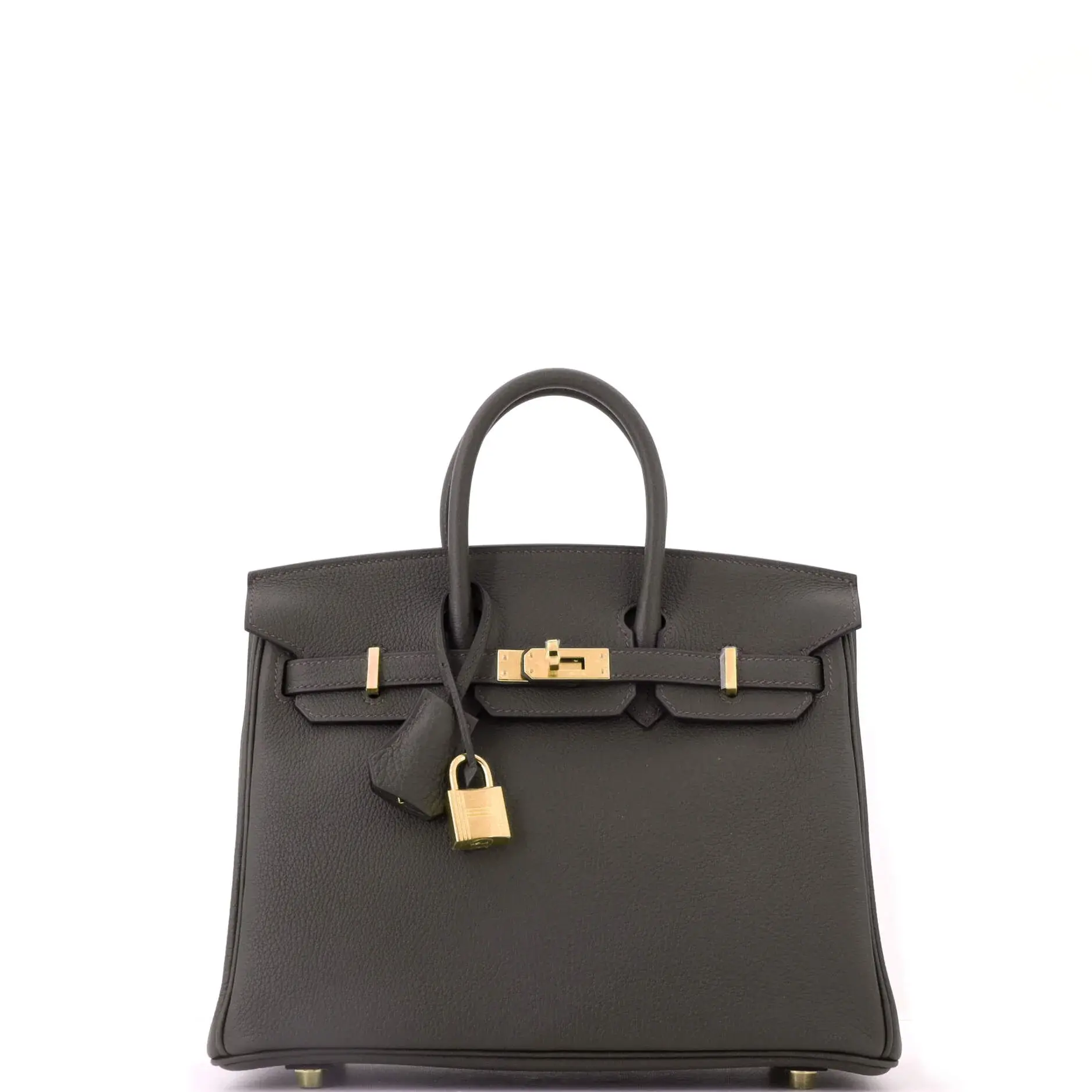 Pre-owned HERMÈS Leather Tote Bags REBAG Hermes Birkin Handbag Vert Bronze Togo with Gold Hardware 25 by Rebag