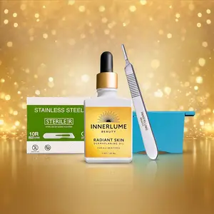 Innerlume Beauty Radiant Skin Dermaplaning Oil Kit - Professional Dermaplaning Oil with Stainless Steel Tools for Skin Care Professionals