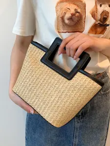 Women's Fashionable Straw Bag, Casual Large Capacity Handbag, Retro Style Tote Bag for Daily Used, Handheld Bag