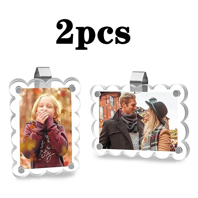2-Pack Magnetic Car Sun Visor Photo Clips Clear Acrylic Display Frames for Personalized Family Pet Photos Easy to Clip Driver Gift