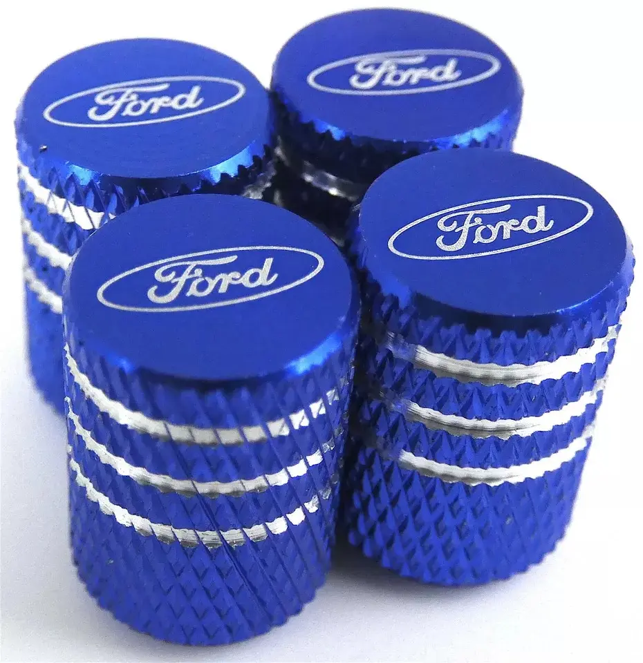 4x Copper Digital Tire Valve Stem Caps - Dustproof, Stem Valve Protector - Universal Fit for Ford Cars, Trucks - Car Repair & Inspection Tool, Default None Accessory (Blue)