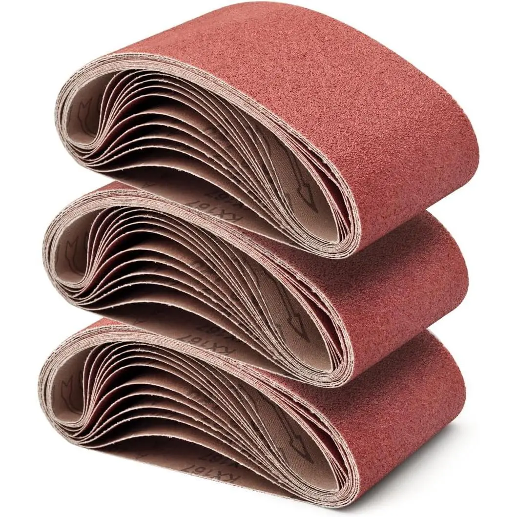 24 count 3x21 Sanding Belts 3x21,Aluminum Oxide Sanding Belt (8 Each of 40 60 80 Grits) for Belt Sander