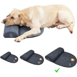 Dog Bolster Pillow for Large Dogs, Benefit for Cervical Vertebra and Neck, Easy to Carry When Traveling, with High Resilience Foam, Machine Washable Cover&Easy to Clean (Dark Gray, Large)