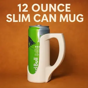 Slim Can Mug with Handle – 12 oz Drink Holder – Durable, Party-Ready Gift Drinkware Beverage Reusable Sturdy
