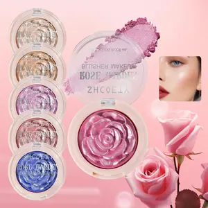 Relief Flower Highlight Blush, Blush Palette - Waterproof, natural look, suitable for all skin types of pink and green tones, versatile cosmetics
