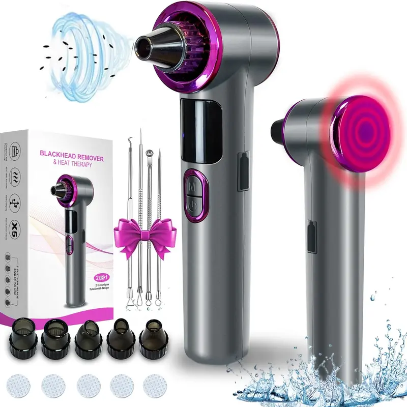2026 Advanced Pore Vacuum Blackhead Remover with Heating,Blackhead Extractor with 3 Adjustable Suction Levels 9 Modes, 5 Probes.Blackhead Remover Tools for Women and Men