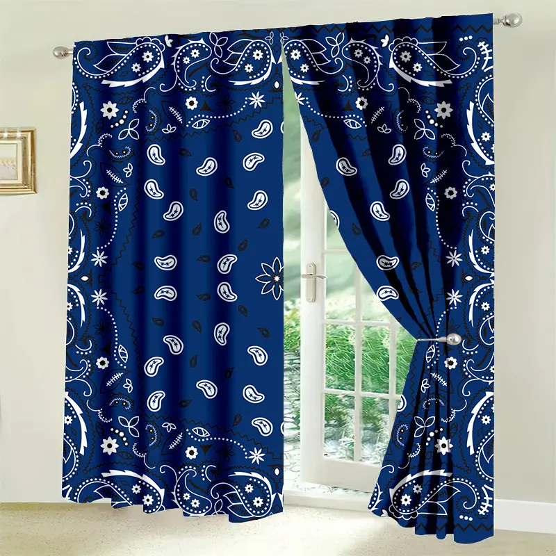 2pcs retro Pattern Artistic Curtains 2pcs retro Pattern Artistic Curtains