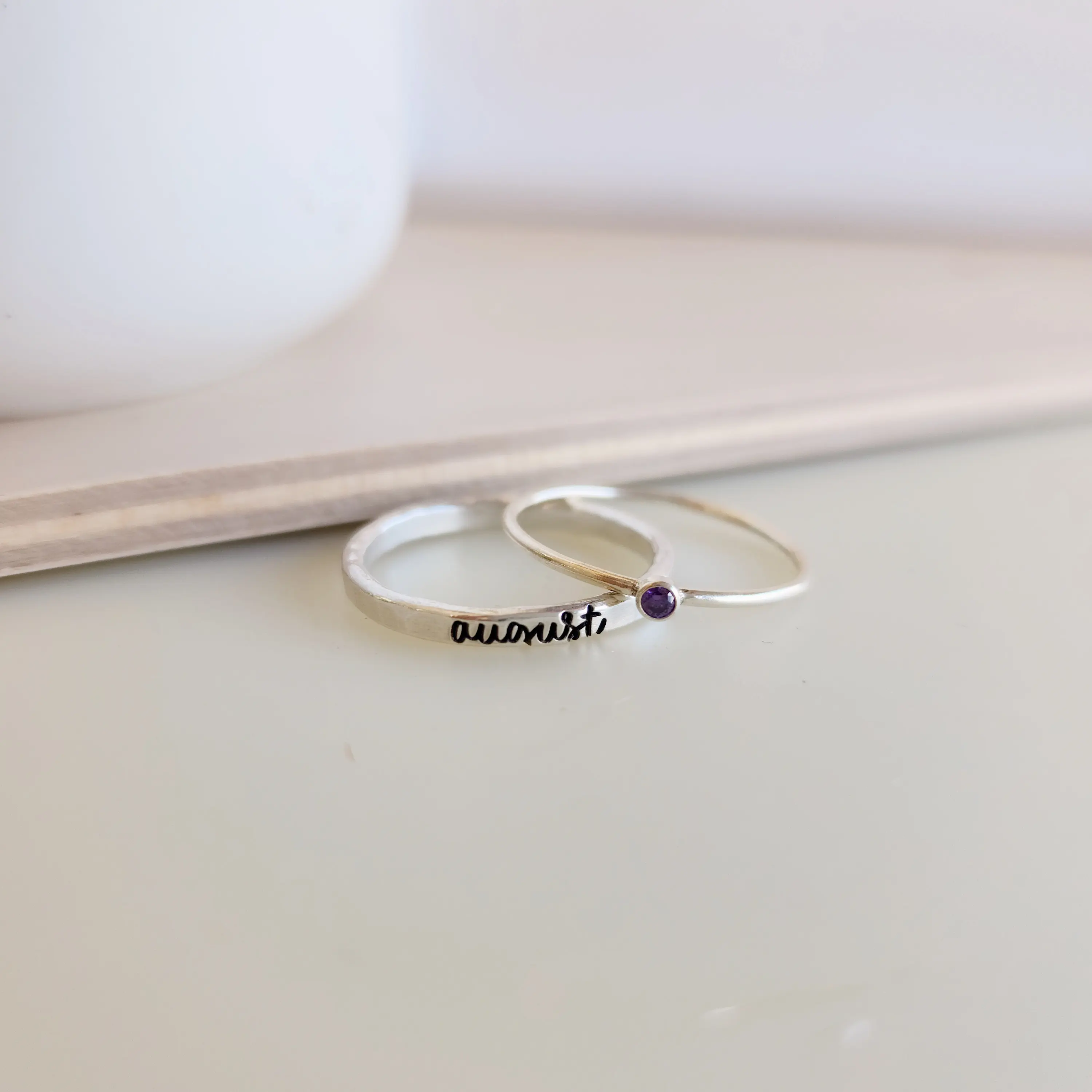 Personalized Stacking Name Ring Set Custom Engraved Gold Filled Rings Dainty Handcrafted Jewelry Minimal Name Rings for Women