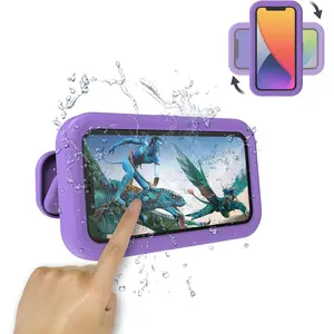 Waterproof Shower Phone Holder,360° Rotation Shower Phone Case, Angle Adjustable, Anti-Fog High Sensitivity,for Bathroom,Batheub, Kitchen Wall,Compatible with 4" - 6.8" Cell Phones