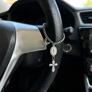 Car Steering Wheel Hanging Ornament, Cross Pendant Car Decor, Car Interior Accessory, Unisex Car Interior Decoration, Bag Charm, Unique Creative Gift