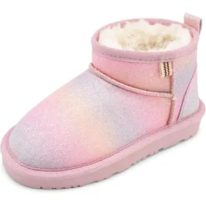 Kids Snow Boots Girls Boys Winter Ankle Boots Outdoor Warm Slip On Faux Fur Lined Shoes for Toddler/Little/Big Kid