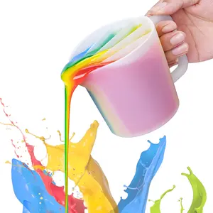 17OZ/500ML Split Cup with Handle, Thicken & Easy Clean Split Cups for Paint Pouring with 5 Channels, Silicone Reusable Fluid Art Split Cups for Acrylic Paint, Resin Molds, Epoxy Resin Art- LET'S RESIN