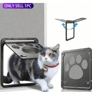 Cat Door for Screen Door, Magnetic Self-Closing Small Pet Door with Paws for Sliding Door, Lockable, Ideal for Cats & Small Pets