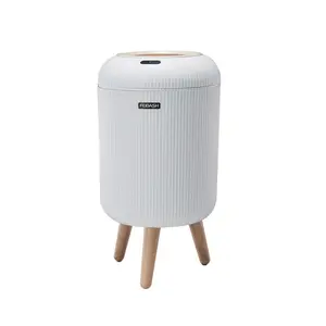 Smart Sensor Waterproof Trash Bin - Flip-Top Design, Cute White Style, Ideal for Bathroom, Kitchen, Bedroom & Office