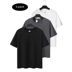 3pcs/pack  (black/white/gray) comfortable cotton T-shirts, unisex T-shirts with classic colors, Sports, Casual, Shortsleeve, Multi Crewneck Tshirt