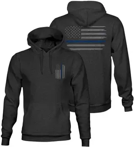 Thin Blue Line Flag Hoodie | Red Line Flag Hoodie | Support Police Firefighters First Responders | US Flag Shirt (Note The Color)