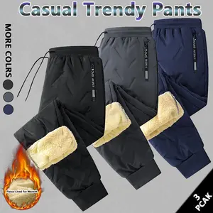 men's regular solid color drawstring waist sports pants plush thickened casual pocket design pants suitable for men's daily wear in autumn and winter long pants sports casual pants to keep warm when going out Today's Fashion Streetwear