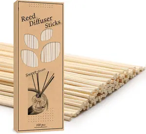 100PCS Reed Diffuser Sticks, 10 Inch Natural Rattan Wood Sticks Essential Oil Aroma Diffuser Sticks Refill Replacement for Aroma Fragrance (Primary Color)