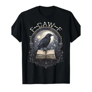 Mystical Raven Bird Graphic Tee With Humorous F Caw F Design For Casual Wear