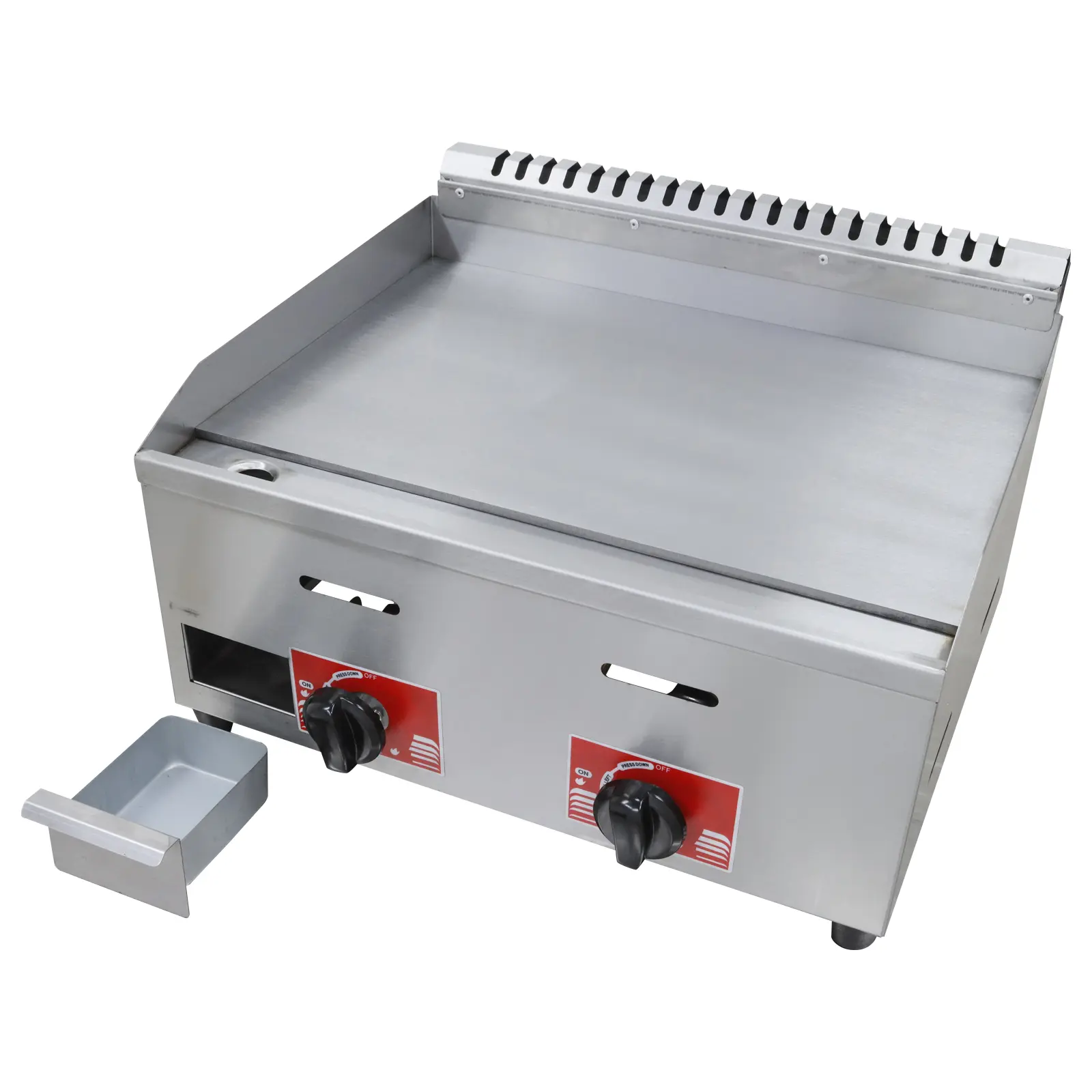 YOKOMA 2-Burner Portable Gas Grill Griddle, Flat Cooking Surface for Making Hand Pancakes, Thin Crust Flatbread & Frying Food