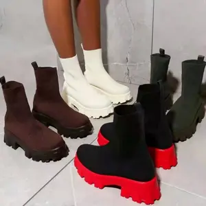 Women'S Fashion Versatile Boots, Casual Solid Color Boots, Soft Comfortable Non-Slip Outdoor Boots Shoes