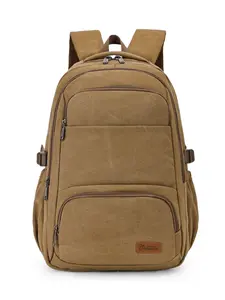 High-Quality Vintage Canvas Backpack, Unisex Large Capacity Student Bag, Multi-Layer Design, Fits Luggage, Casual Travel Backpack