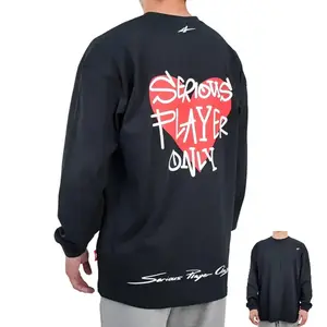 SPO ALLDAY DryLite Oversized Long Sleeve Tee Men's Athletic Basketball Shirt Brave Heart, Black White