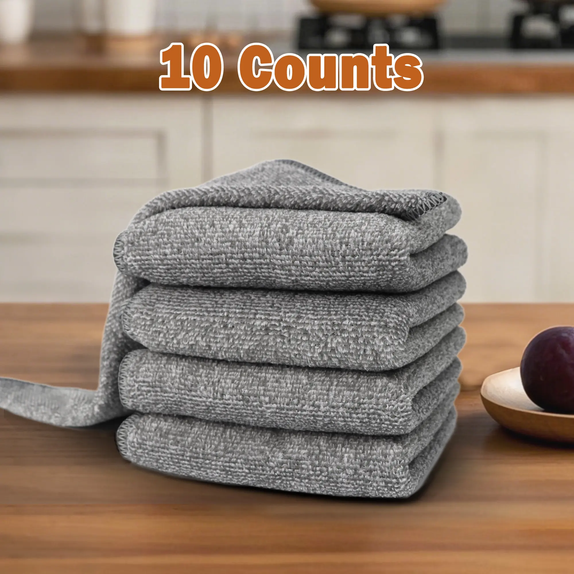 Bamboo Waffle Microfiber Cleaning Cloths - 10 Reusable, UV Protective, Absorbent All-Purpose Kitchen Cloths (30x30cm) for Counters, Dishes, Bamboo Waffle Cleaning Cloths