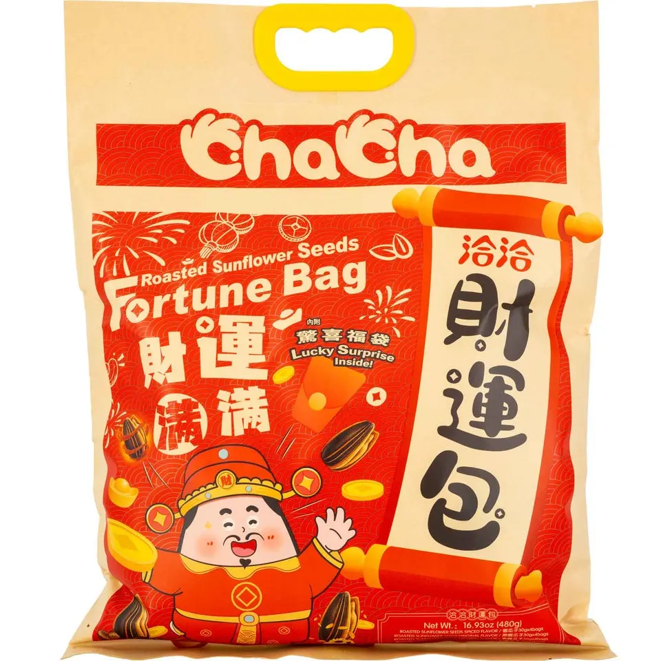 ChaCha Festive Fortune-Themed Roasted Savory Sunflower Seeds Snack Bag - Flavorful Nutty Crisp Seasoned Nuts, 16.9oz Food & Snacks Item Great for Gifting