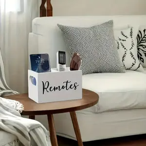 Letter Pattern Wooden Desk Storage Box, Desk Organizer for Remote Control, Phone, Key, Desk Storage Box for Home Office, Home Organizer