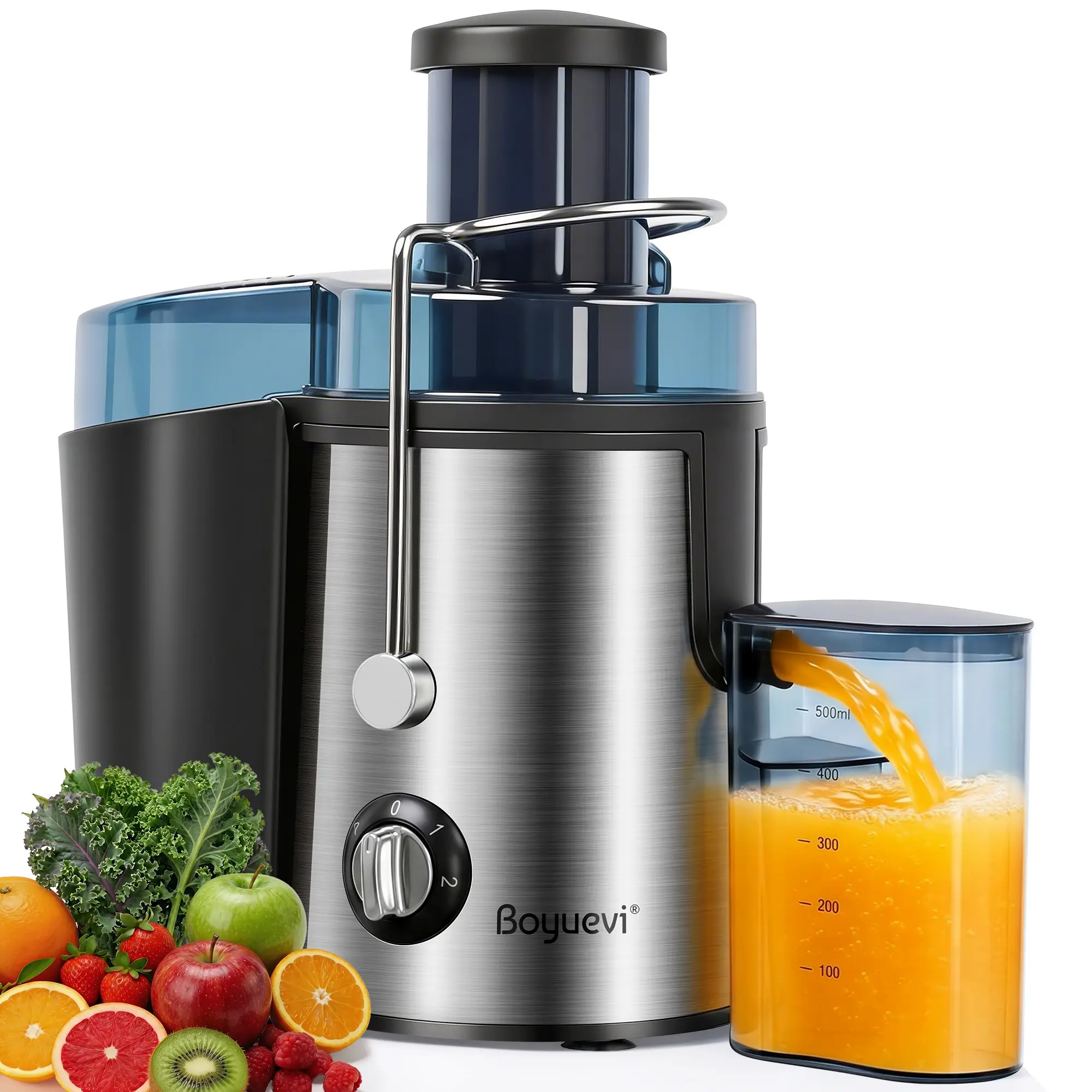 Juicer Machine 800W, 3" Wide Mouth Feed Chute for Whole Fruits & Veggies, Fast Juice Extractor, BPA-Free, Easy Clean, 30oz Juice Container