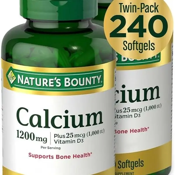 Nature's Bounty Calcium & Vitamin D3 Softgels - 1200mg, Bone & Muscle Health Dietary Supplement, 120 Count (2-Pack), Bone Support, Gluten-Free