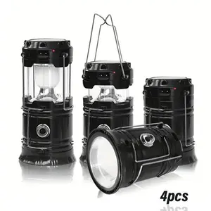 [Independence Day]4/8 Pack Collapsible Portable LED Camping Lantern, Lightweight Waterproof Solar & USB Rechargeable Flashlight for Indoor Outdoor Emergency, Wide Beam Solar Motion Sensor Street Light, Solar Fence Lights & Outdoor Solar Road Lamps
