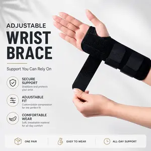 Adjustable Carpal Tunnel Wrist Brace with Wrist Wraps, Metal Strip Support Splint - Hand Pain Relief for Night Sleep, Sports & Outdoor Accessory