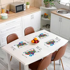 Educational Placemats for Dining Table,Set of 4 American Map Pattern Table Mats,Placemat Distribution Map Placemats 18"x12" Coasters Printed