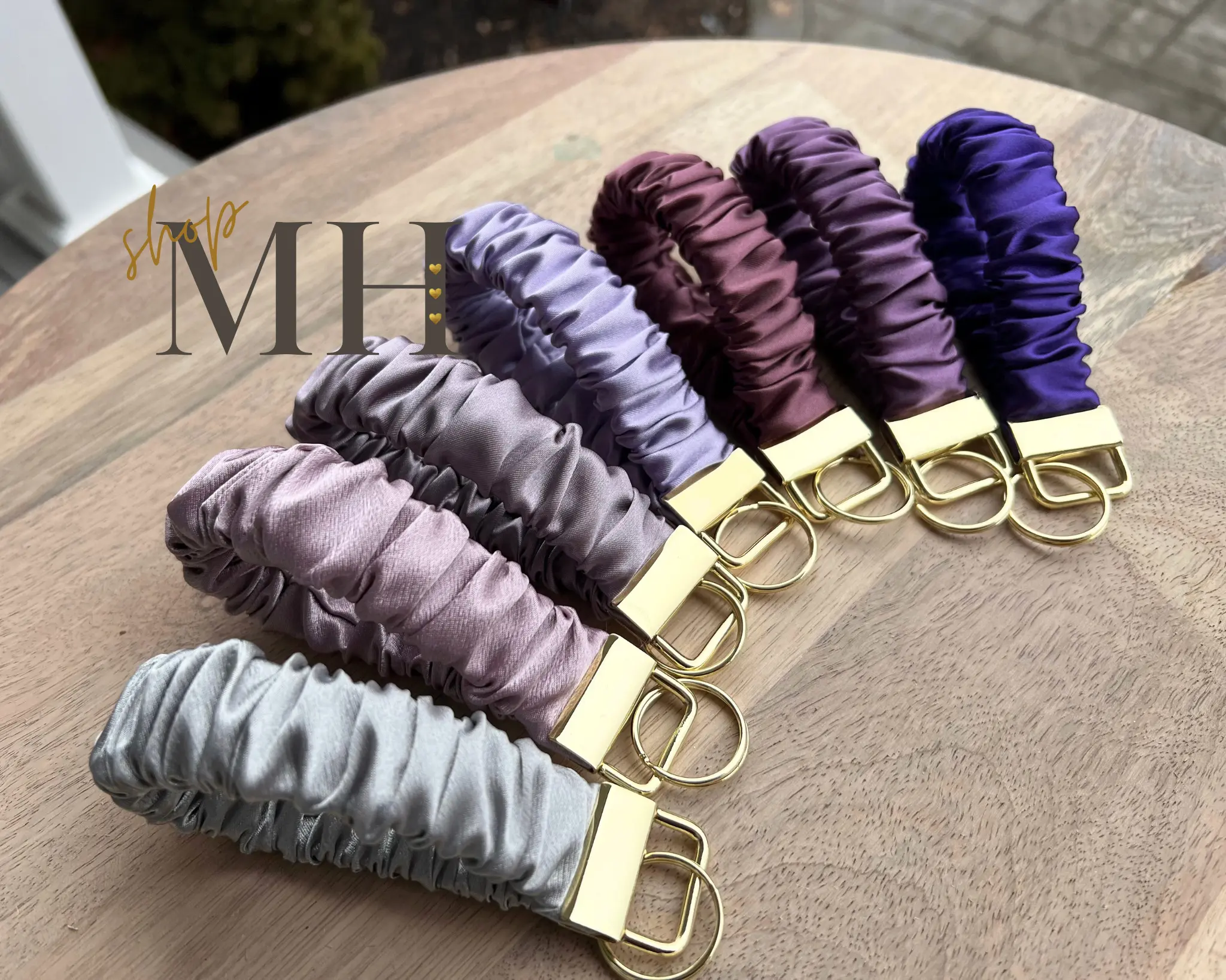 Handmade Satin Scrunchies Keychain wristlet, Key holder, Scrunchies Key Fob, Scrunchies wristlet, Bridesmaid Gift, purples