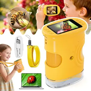 Handheld Microscope, Natural Exploration Microscope, 2-Inch IPS Screen, 200x-1000x Magnification, Portable for Outdoor and Classroom Use